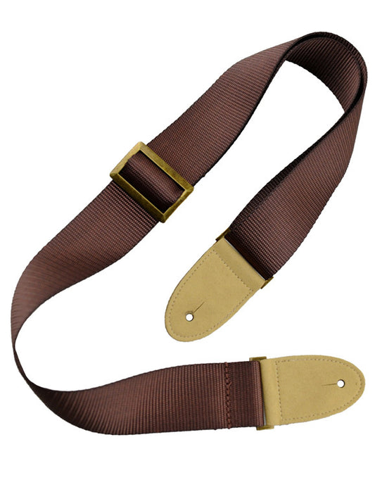 Perris PS6892 2" Vegan Collection Nylon-Webbed Guitar Strap in Brown with Cream Ends