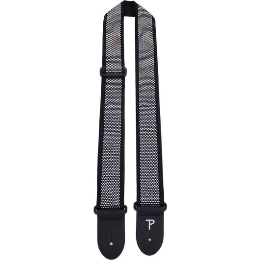 Perris PS7638 2.5" Jacquard Ribbon Sewn Guitar Strap with Mini Rhinestones on Black Design