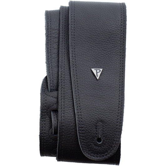 Perris PS7792 3" Deluxe Double-Stitched Leather Bass Guitar Strap in Black