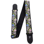 Perris PS7801 2" Jacquard Guitar Strap with "Black Floral Trail Embroidery" Design & Leather ends