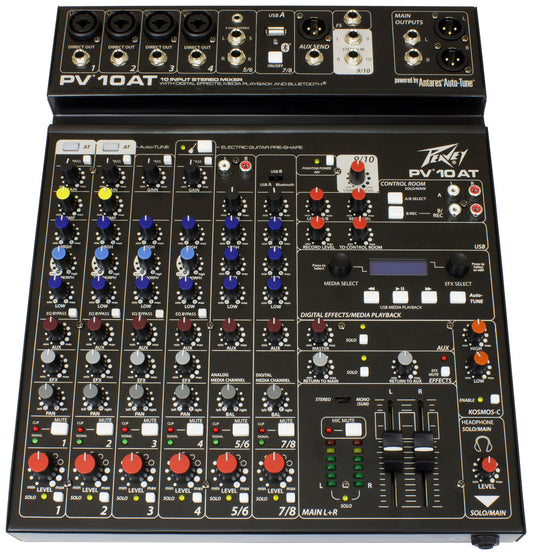 Peavey PV10AT PV Series "PV-10AT" Compact 10-Channel Mixer with Bluetooth & Antares Auto-Tune