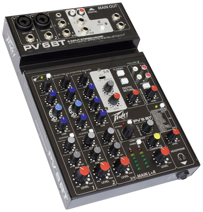 Peavey PV6BT PV Series "PV-6BT" Compact 6-Channel Mixer with Bluetooth