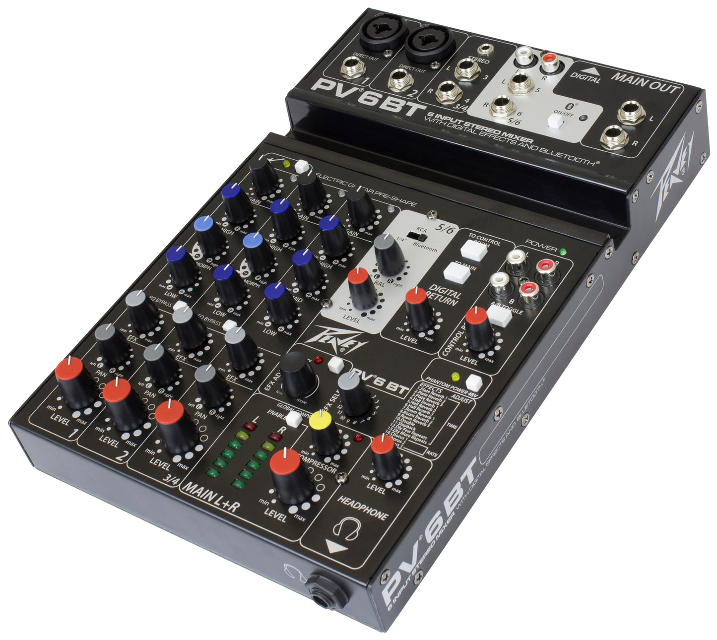 Peavey PV6BT PV Series "PV-6BT" Compact 6-Channel Mixer with Bluetooth