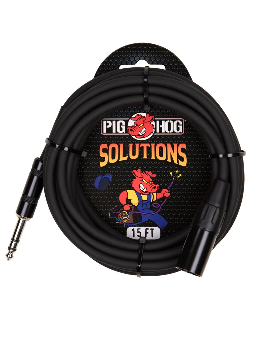 Pig Hog PX-TMXM15 15ft TRS(M)-XLR(M) Balanced Cable