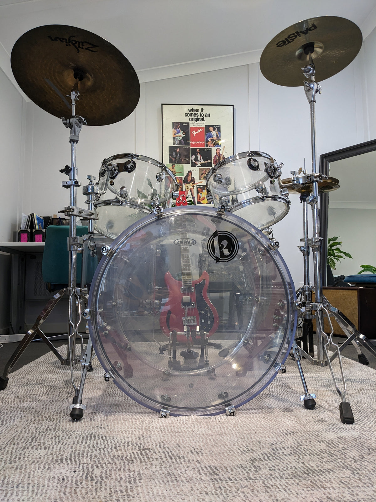 Kirchhoff Schlagwerk Clear Acrylic 5 Piece Drum Kit