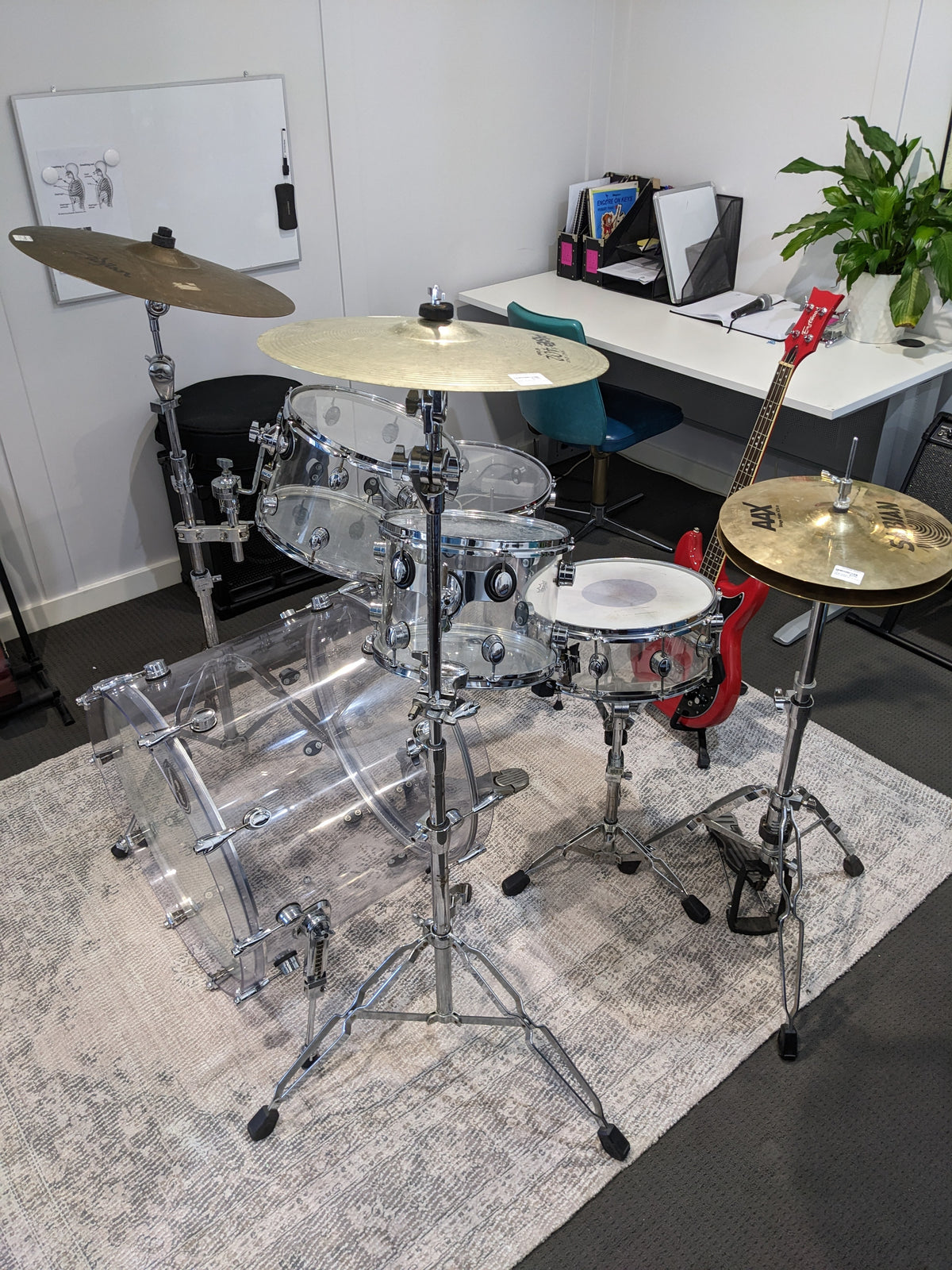 Kirchhoff Schlagwerk Clear Acrylic 5 Piece Drum Kit