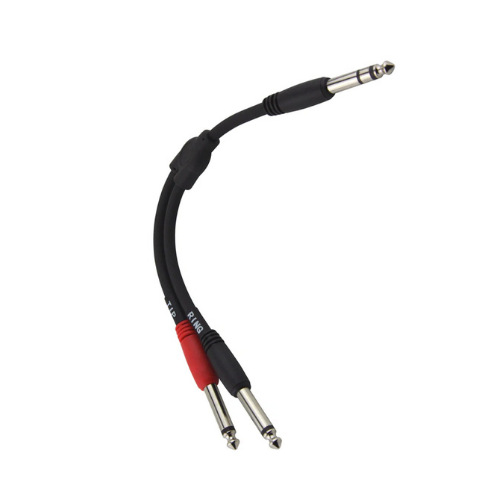 Pig Hog PY-S214M 6″ Y Cable, Stereo 1/4″(M)-Dual Mono 1/4″(M)