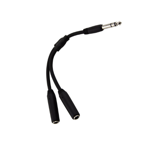 Pig Hog PY-S214S 6″ Y Cable, Stereo 1/4″(M)-Dual Stereo 1/4″(F)