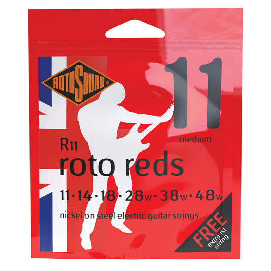 Rotosound Nickel Wound Electric Guitar Strings R11 Reds Medium (11-48)
