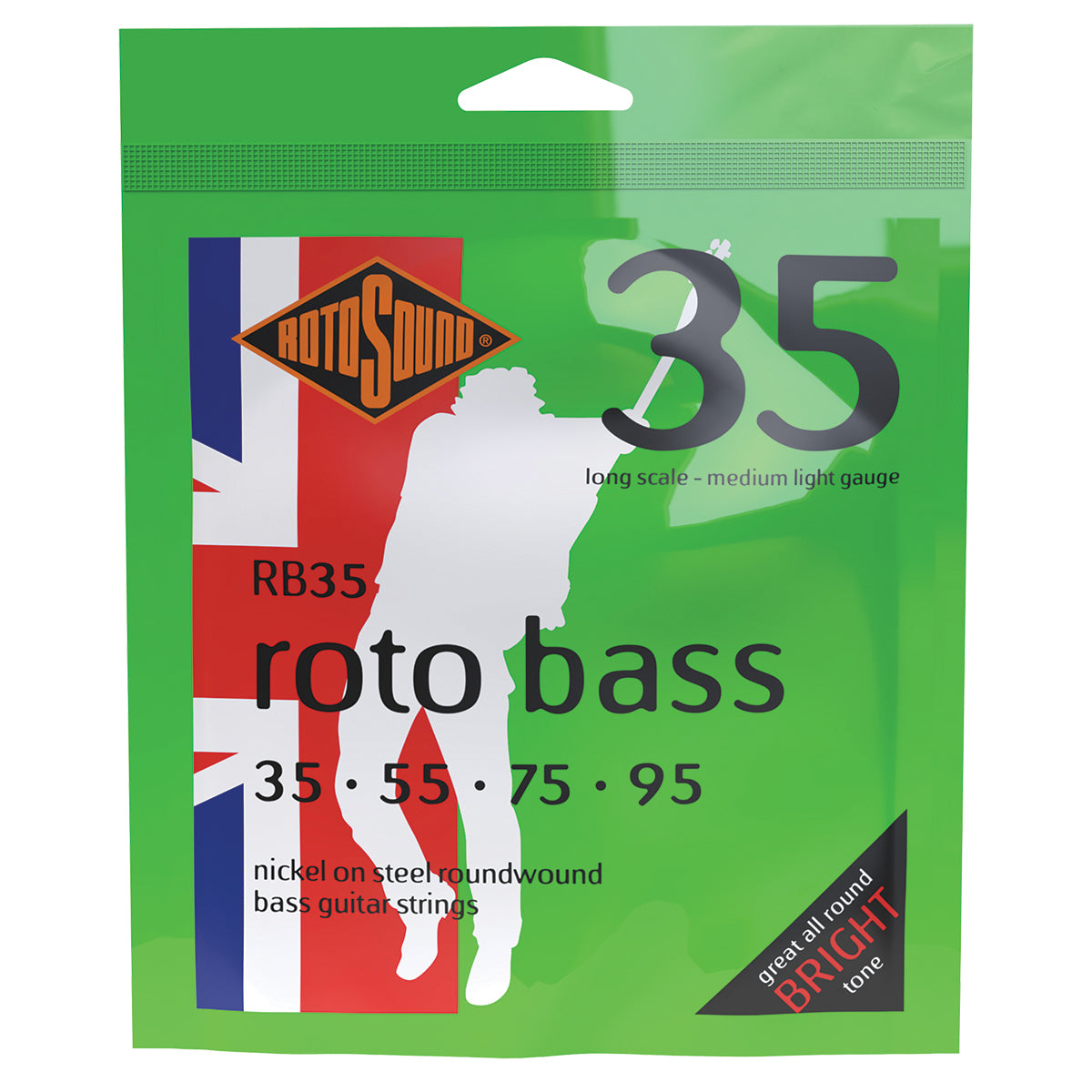 Rotosound RB35 Roto Bass Nickel on Steel Roundwound Strings Long Scale Medium Light Gauge (35-95)