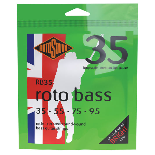 Rotosound RB35 Roto Bass Nickel on Steel Roundwound Strings Long Scale Medium Light Gauge (35-95)