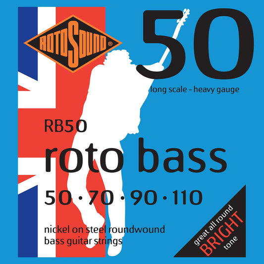 Rotosound RB50 Roto Bass Nickel on Steel Roundwound Strings Long Scale Heavy Gauge (50-110)