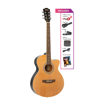 Beginner Packs: Redding 4/4-Sized Grand Concert Electric/Acoustic Guitar with Cutaway
