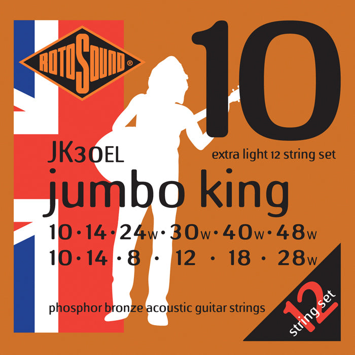 Rotosound Jumbo King Phosphor Bronze Acoustic 12 String Set RJK30L Light (11-52/11-26)