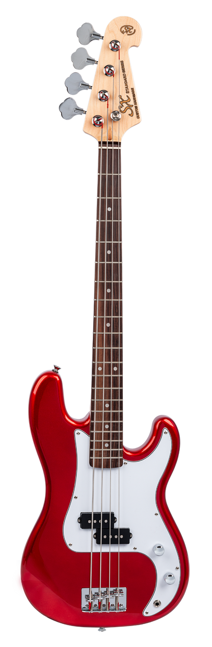 SX SB2SK34CAR Precision-Style 3/4-Sized Right-Handed Bass Guitar Pack in Candy Apple Red