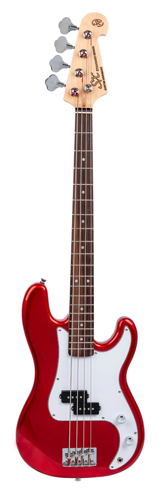 SX SB2SK34CAR Precision-Style 3/4-Sized Right-Handed Bass Guitar Pack in Candy Apple Red