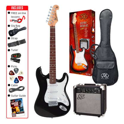 Beginner Packs: SX 4/4-Sized ST-Style Electric Guitar Pack with SX 10w Amp