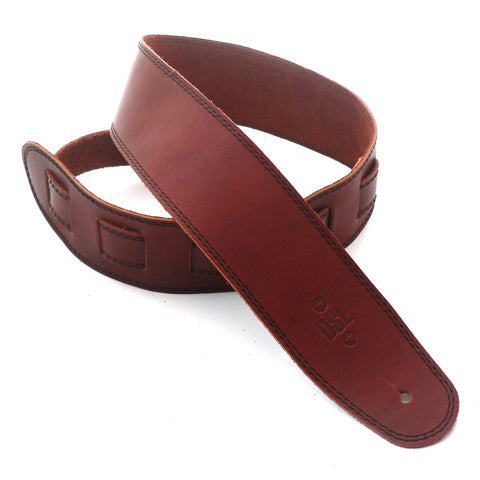 DSL SGE25-16-1Maroon/Black Stitch Single Ply Leather Guitar Strap