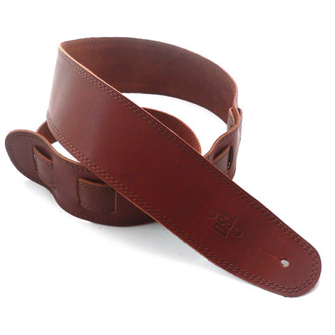 DSL SGE25-16-2 Maroon/Brown Stitch Single Ply Leather Guitar Strap