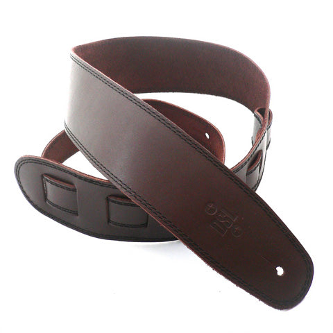 DSL SGE25-17-1 Brown/Black Stitch Single Ply Leather Guitar Strap