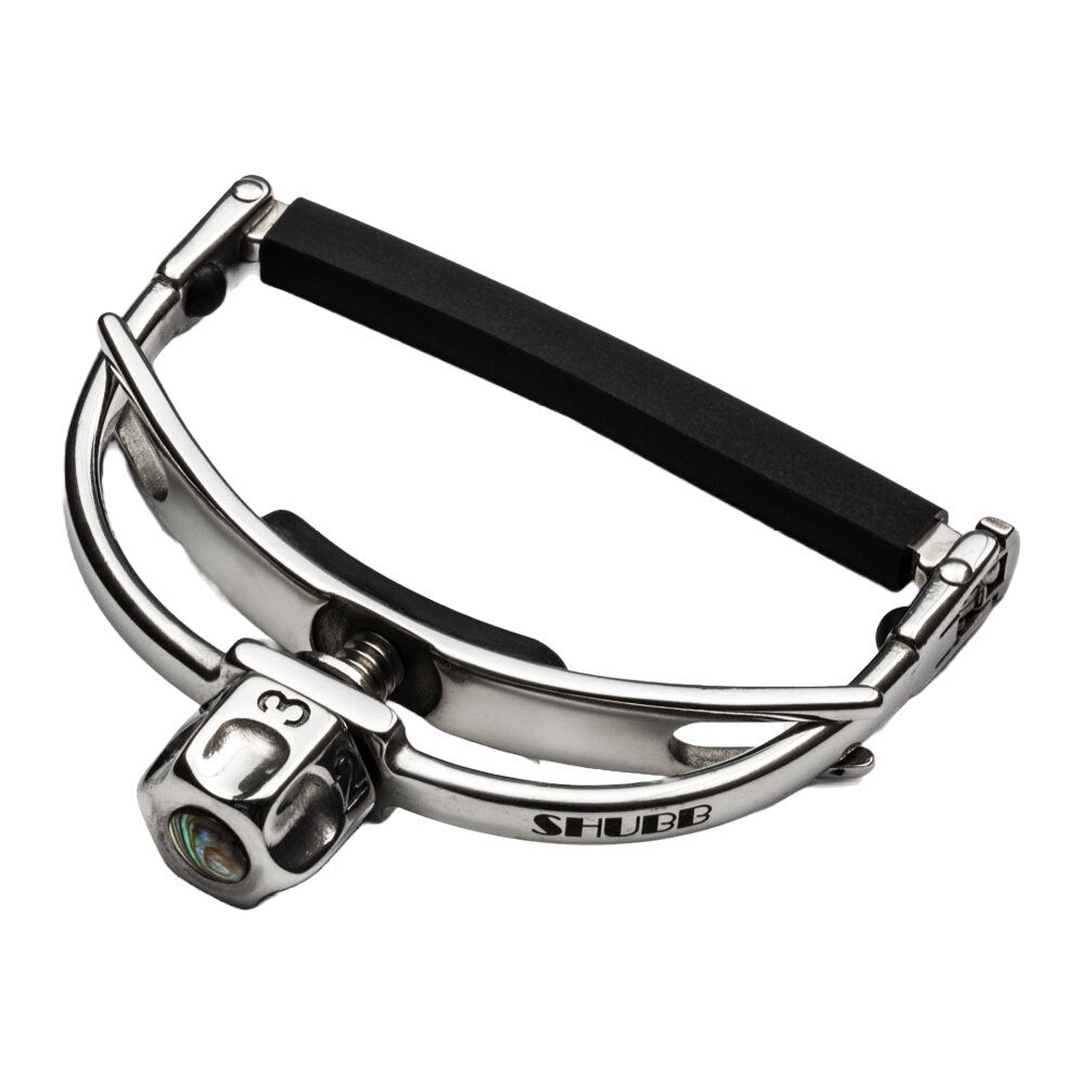 Shubb SHUBBF3 F3 Fine Tune Steel String Guitar Capo for Wider Necks in Stainless Steel