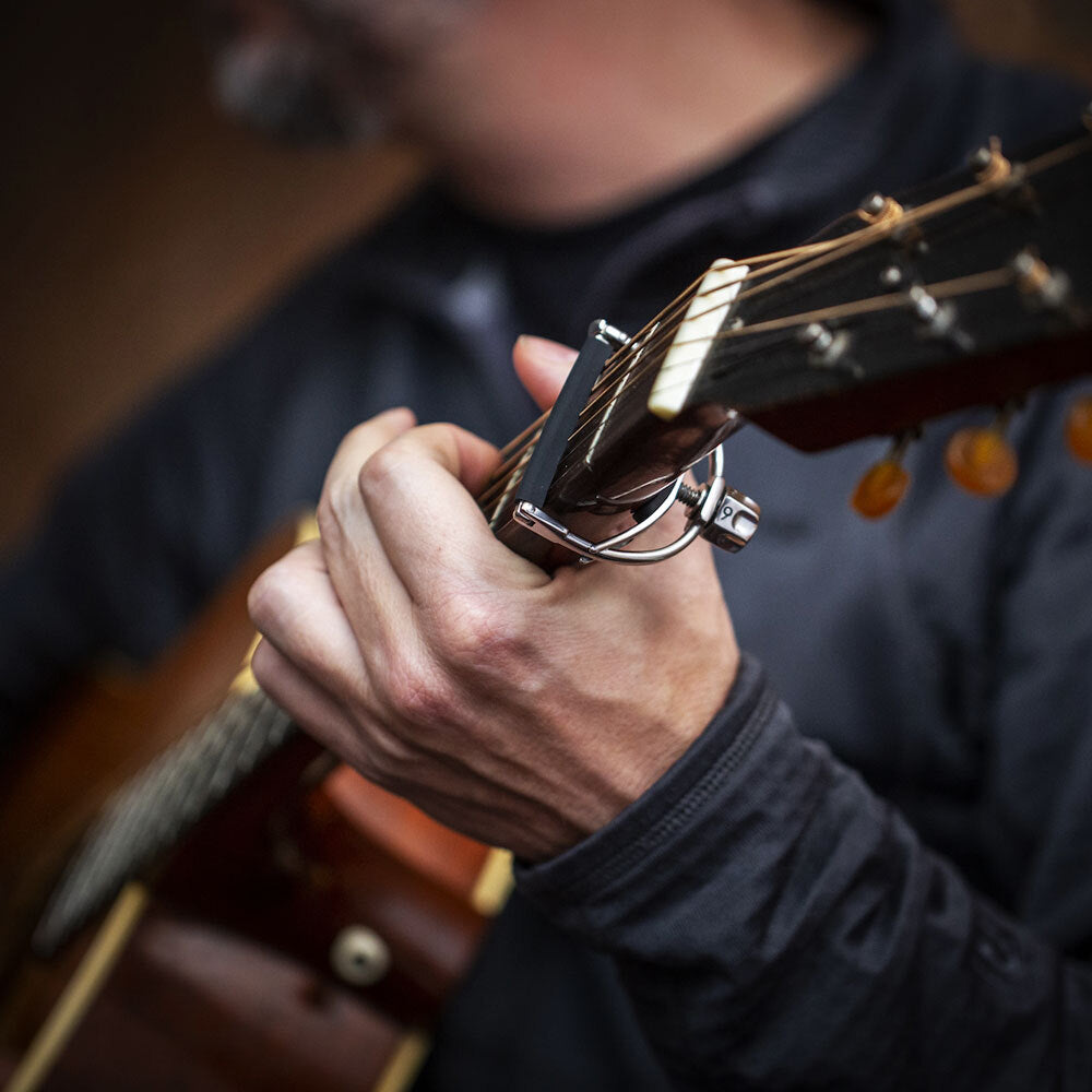 Shubb SHUBBF3 F3 Fine Tune Steel String Guitar Capo for Wider Necks in Stainless Steel