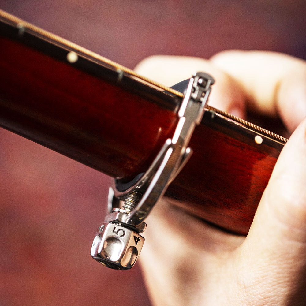 Shubb SHUBBF3 F3 Fine Tune Steel String Guitar Capo for Wider Necks in Stainless Steel