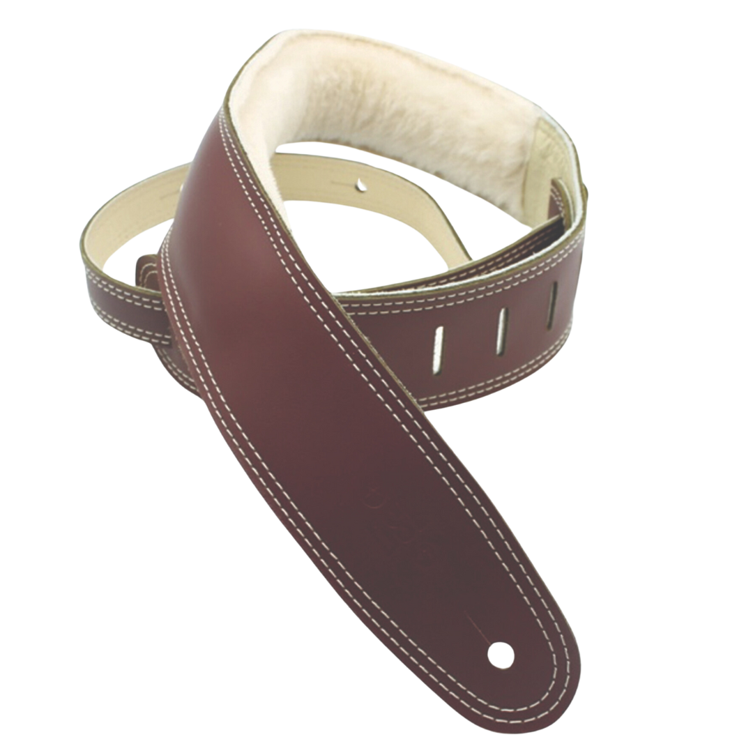 DSL SP25-15-2 Maroon Leather & Sheepskin Guitar Strap