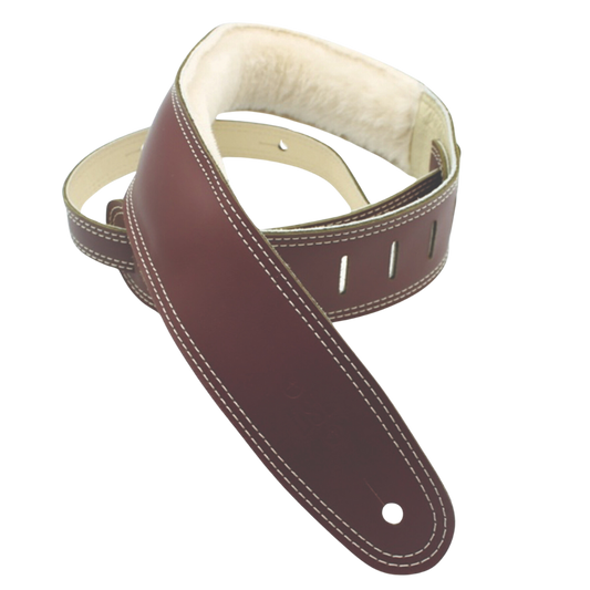 DSL SP25-15-2 Maroon Leather & Sheepskin Guitar Strap