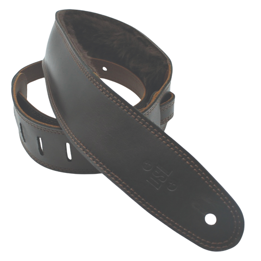 DSL SP25-16-2 Black Leather & Sheepskin Guitar Straps
