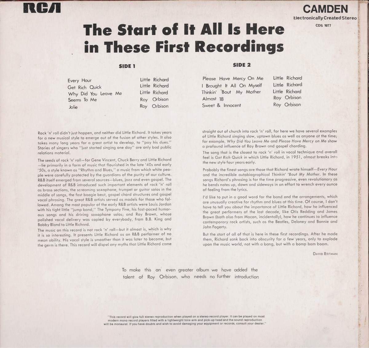 Little Richard & Roy Orbison – Little Richard & Roy Orbison (Vinyl, LP, Compilation, Stereo)