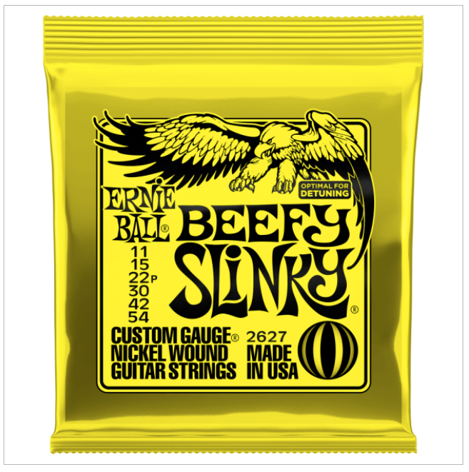 Ernie Ball Nickel Wound Electric Guitar Strings P02627 Beefy Slinky (11-54)
