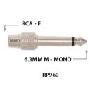 Carson Rock Plugs RP960 Mono Jack - RCA Socket Adaptor
