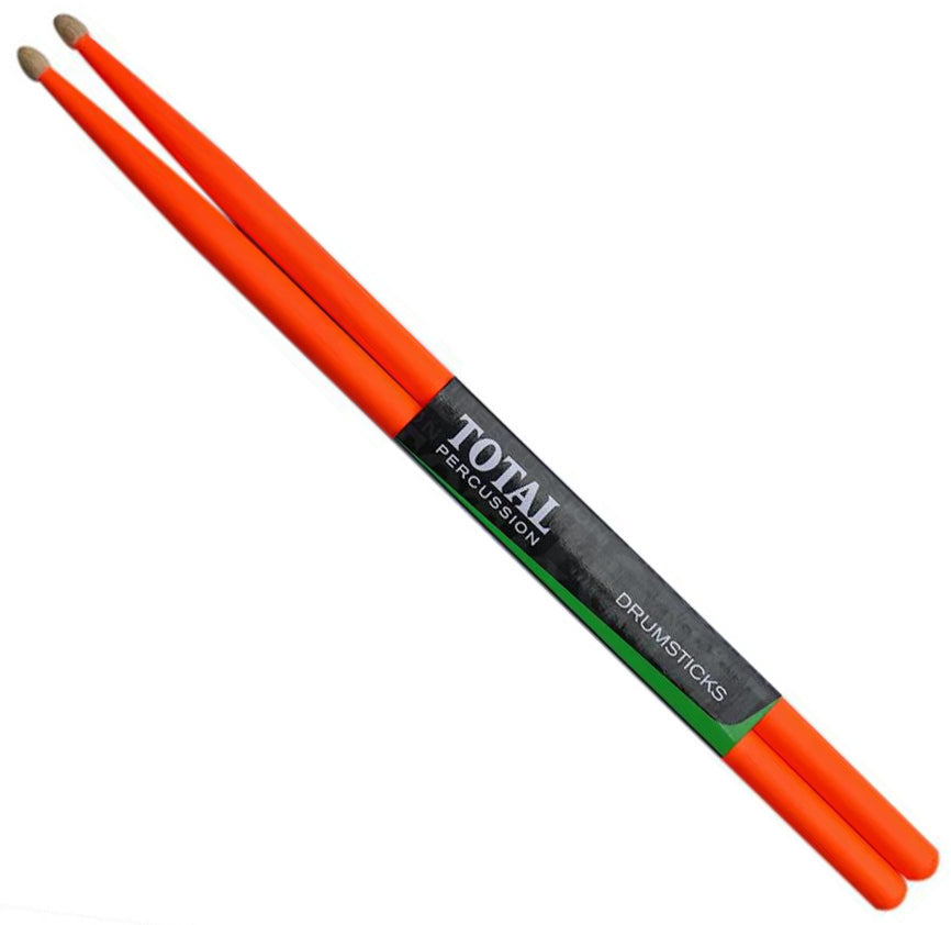 Total Percussion T5AFLO Fluro Orange 5A Wood Tip Drumsticks