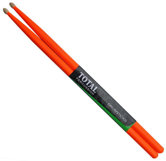 Total Percussion T5AFLO Fluro Orange 5A Wood Tip Drumsticks