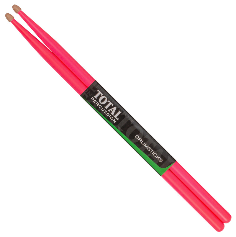 Total Percussion T5AFLP Fluro Pink 5A Wood Tip Drumsticks