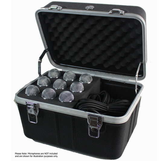 Torque TMIC9 ABS 9-Space Microphone Case with Cable Compartment