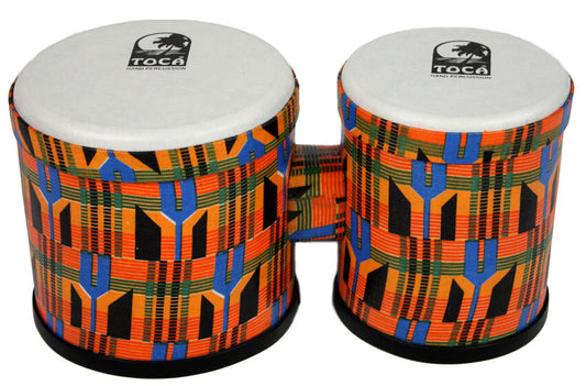 Toca 5 & 6" Freestyle Series Synthetic Bongos in Woodstock Purple, Kente & Lizard Design (6-Pk)