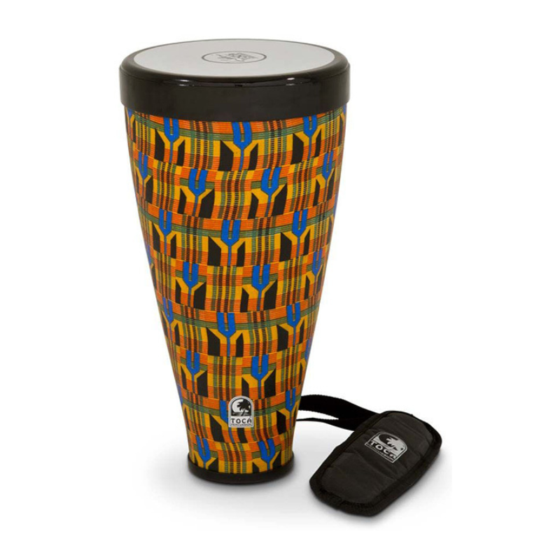 Toca Flex Drum 9-1/2" Junior in Kente Cloth with Strap