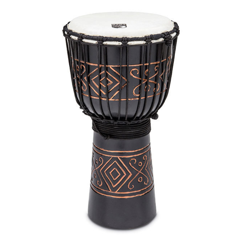 Toca Street Carved Series Wooden Djembe 10" Synthetic Head in Onyx