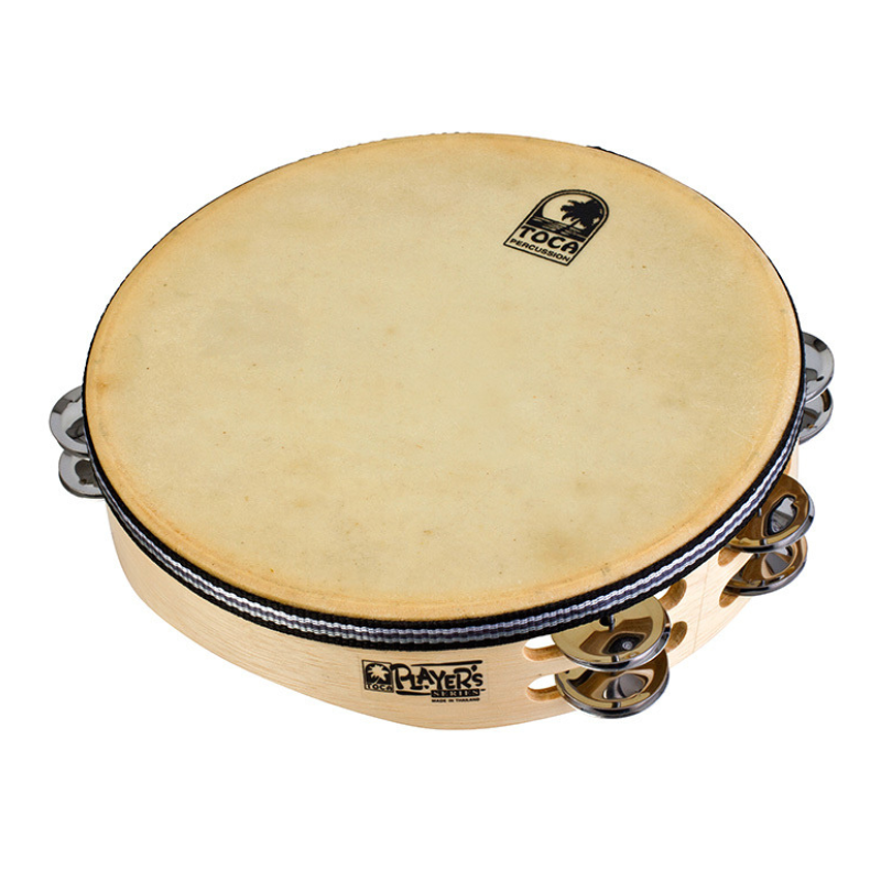 Toca Players SeriesWooden 10" Tambourine with Head & Double Row Of Jingles