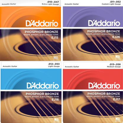 D'Addario Phosphor Bronze Acoustic Guitar Strings (Assorted Gauges)