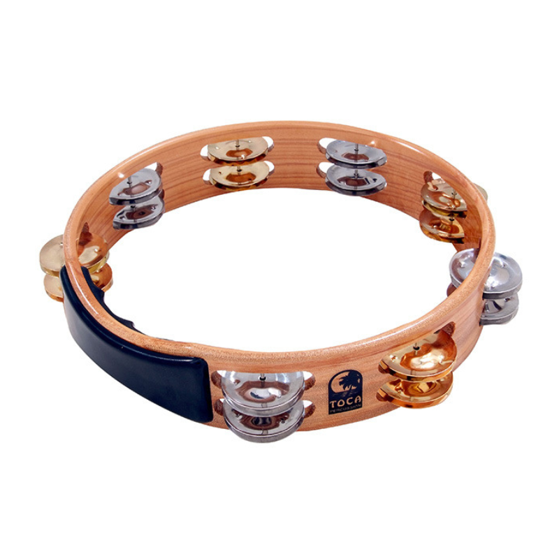 Toca Acacia Hardwood 10" Tambourine with Brass & Nickel Jingles
