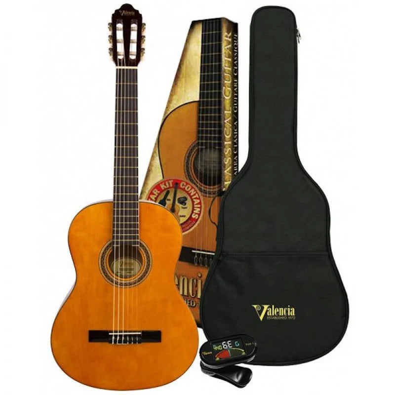 Beginner Packs: Valencia 100 Series Classical Guitar (Different Size Options)