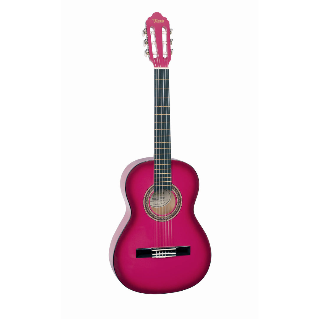 Valencia 100 Series VC103PKS 3/4-Sized Right-Handed Nylon Classical Guitar in Pink Burst