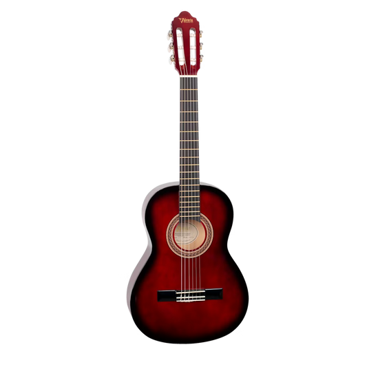 Valencia 100 Series VC103RDS Right-Handed 3/4-Sized Nylon Classical Guitar in Red Burst
