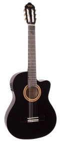 Valencia VC104CEBK Cutaway 4/4-Sized Right-Handed Electric Classical Guitar in Black