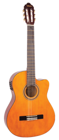 Valencia VC104CE 4/4-Sized Right-Handed Cutaway Electric Classical Guitar in Natural Sunburst