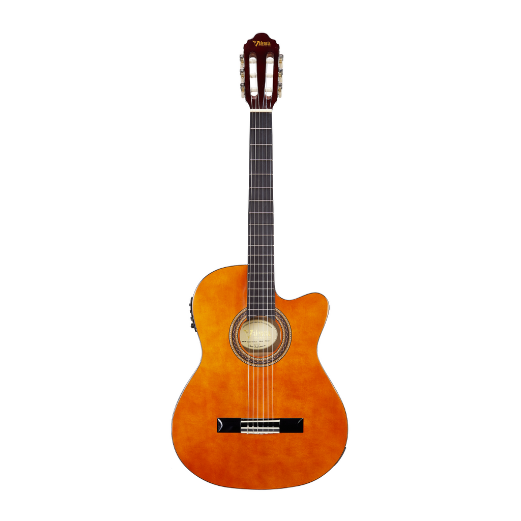 Valencia 104HTCE Hybrid Thin Body & Neck Cutaway Classical Electric Guitar