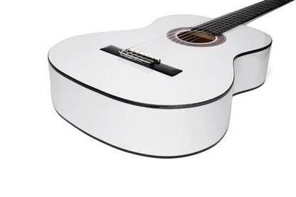 Valencia 100 Series VC104WT Right-Handed 4/4-Sized Nylon Classical Guitar in White
